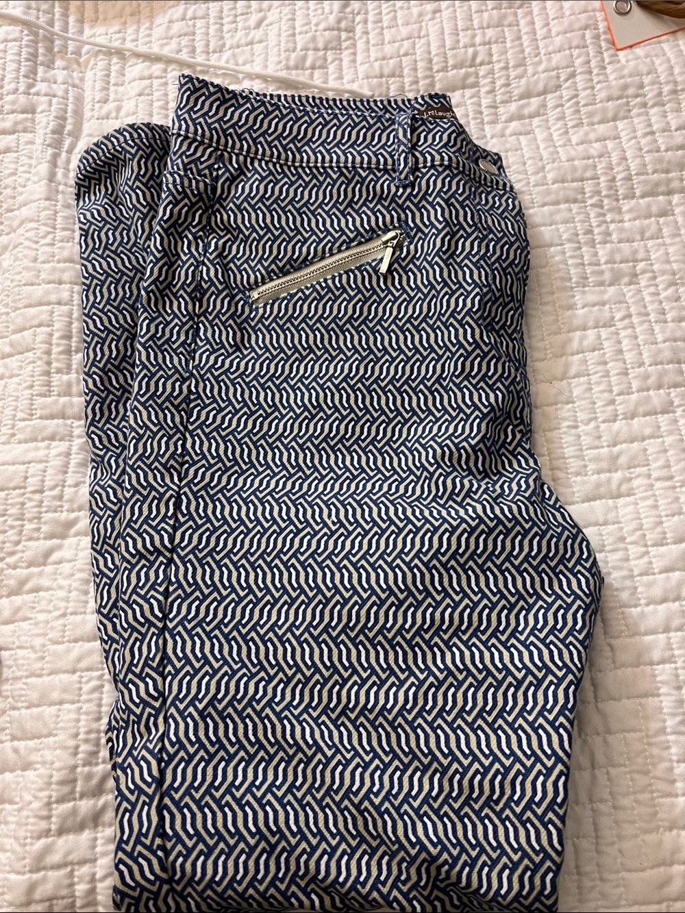 Patterned Navy & White Slim Women’s Pants